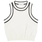 Max Mara Ruggero White sleeveless top with black trim on a white background