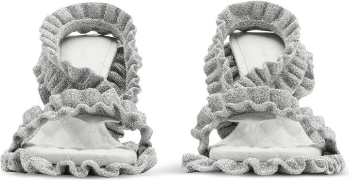 Burberry Metallic Ruff Sandals Silver