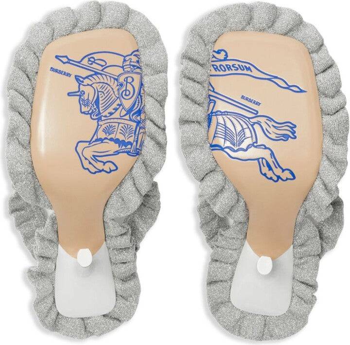 Burberry Metallic Ruff Sandals Silver