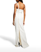 Robe colonne blanche à volants et à une épaule Warrington de Roland Mouret