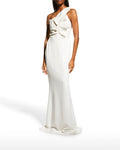 Robe colonne blanche à volants et à une épaule Warrington de Roland Mouret