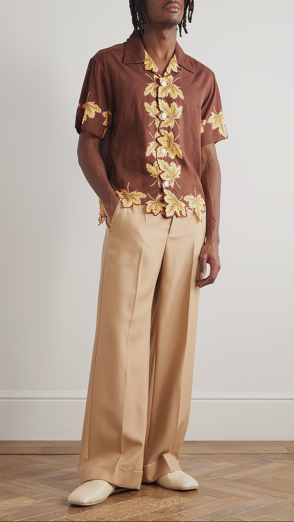 Bode Harvest Floor Short Shirt Brown