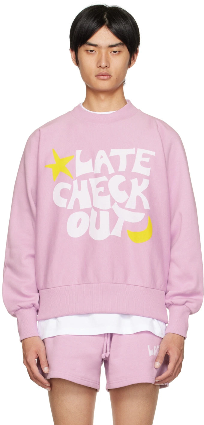 Late Checkout Lavender Lilac Flocked Sweatshirt