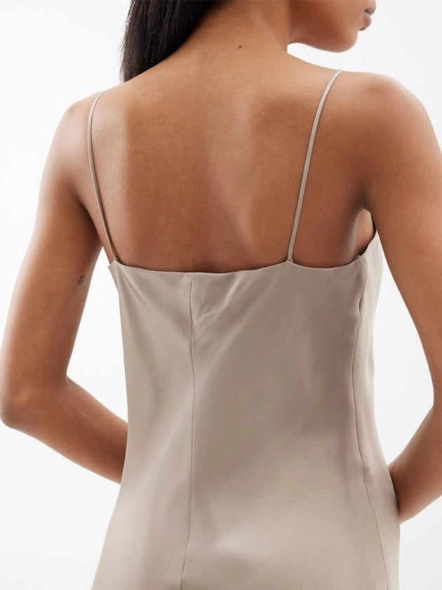 RAEY V-Neck Silk-Satin Grey Maxi Dress - House Of Huntington