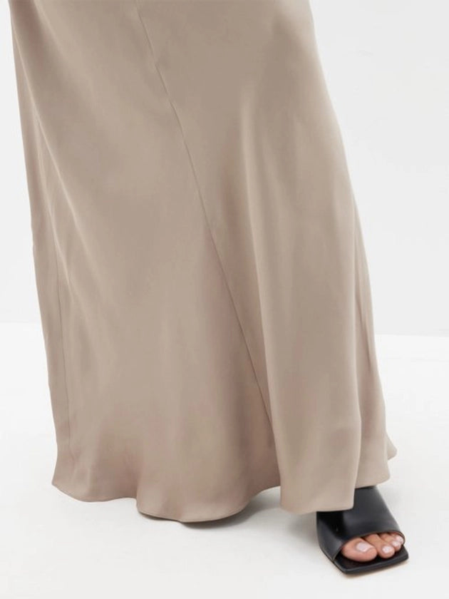RAEY V-Neck Silk-Satin Grey Maxi Dress - House Of Huntington