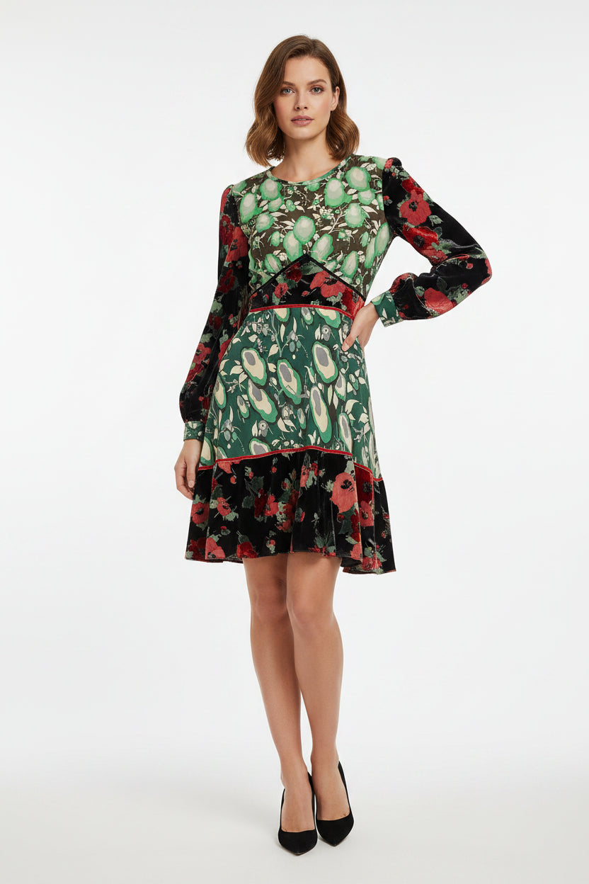 Rixo London Edith Floral Silk Crepe De Chine Devoré-Velvet Mini Dress
