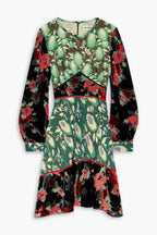 Rixo London Edith Floral Silk Crepe De Chine Devoré-Velvet Mini Dress
