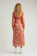 Rixo Jeanie Floral Print Silk Midi Dress