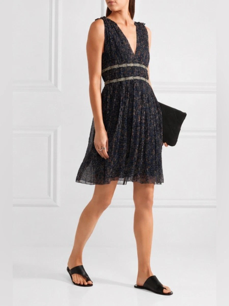Isabel Marant Etoile Chiffon Sleeveless V-Neck Dress