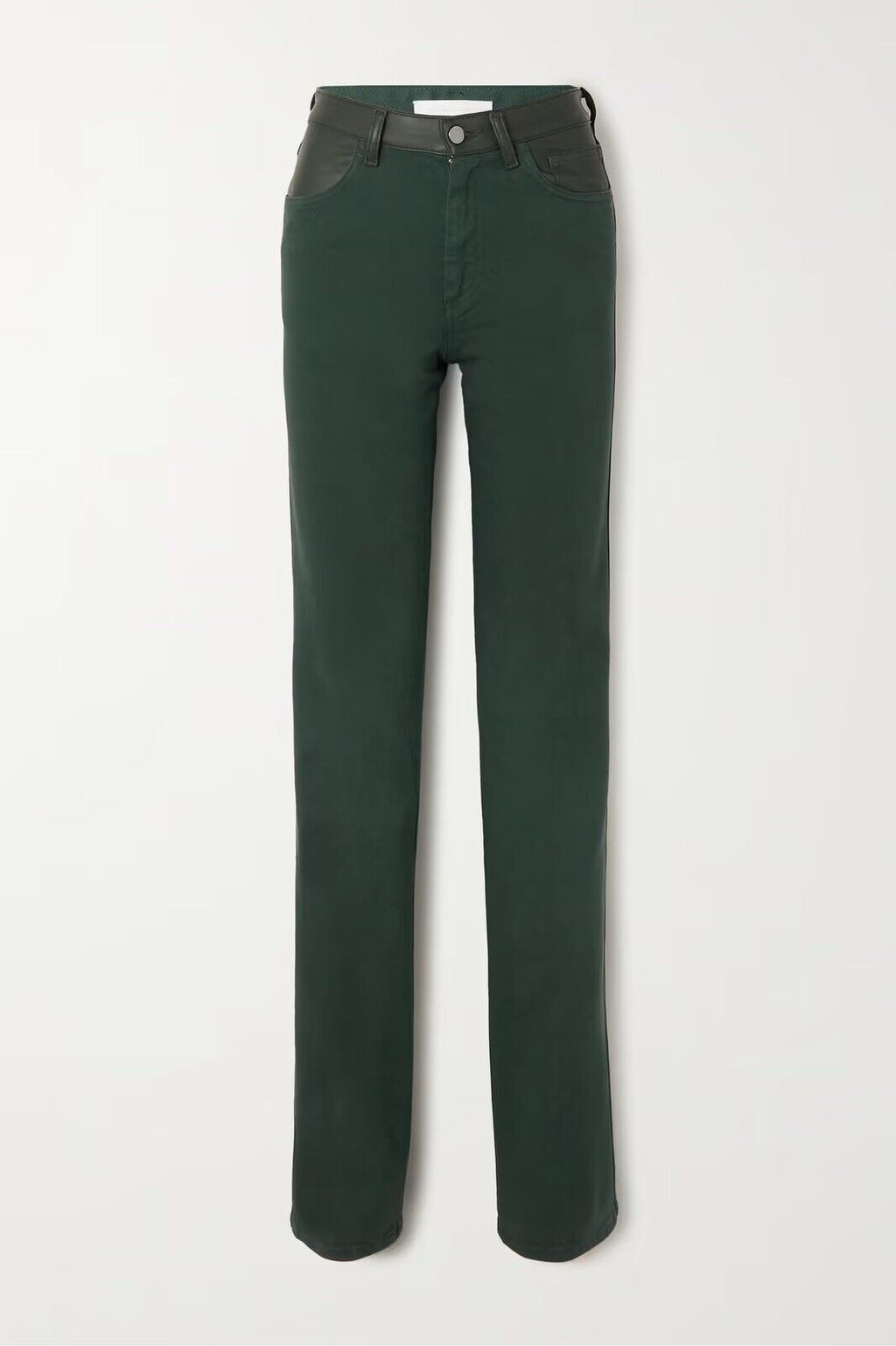MAXIMILLIAN DAVIES Forest Green Leather Trim Spain Jeans - House Of Huntington