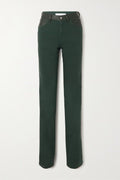 MAXIMILLIAN DAVIES Forest Green Leather Trim Spain Jeans - House Of Huntington