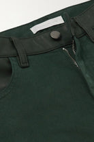 MAXIMILLIAN DAVIES Forest Green Leather Trim Spain Jeans - House Of Huntington