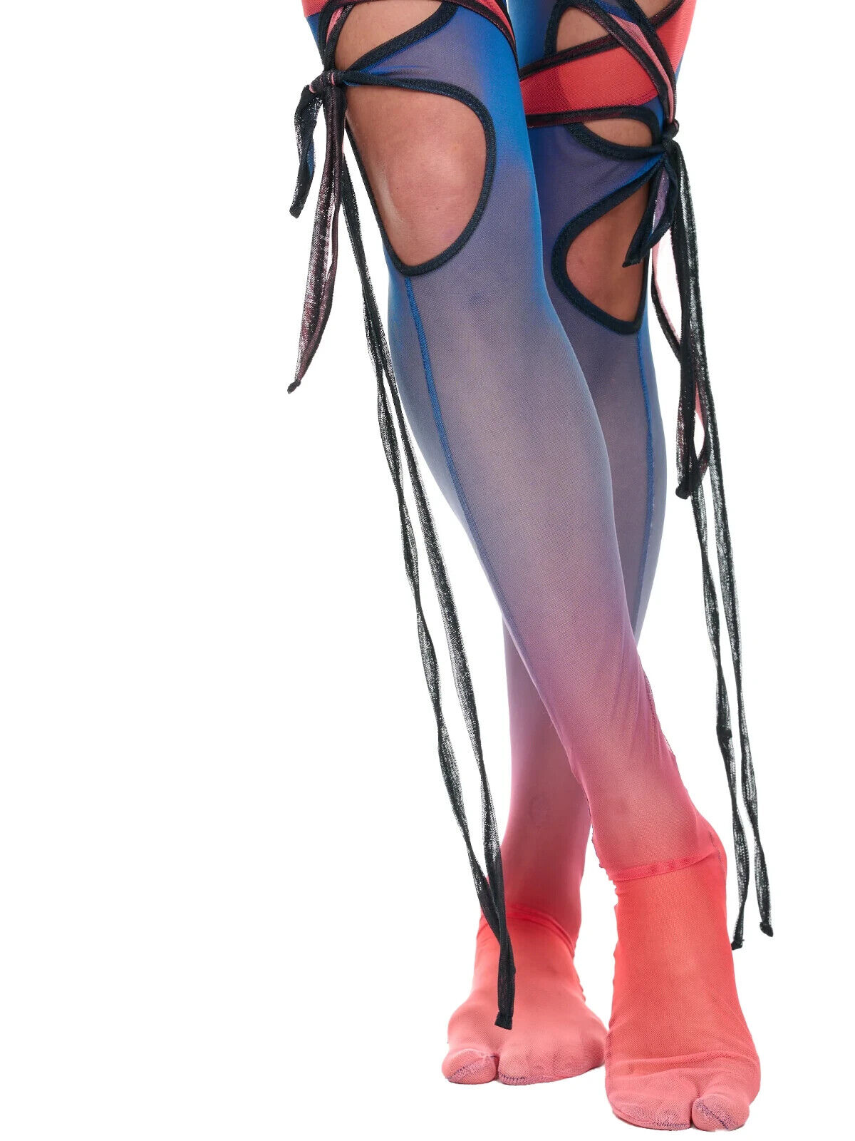 OTTOLINGER Bluberry Mesh Tie Detail Rave Festival Club Cut Out Leggings - House Of Huntington