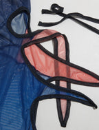 OTTOLINGER Bluberry Mesh Tie Detail Rave Festival Club Cut Out Leggings - House Of Huntington