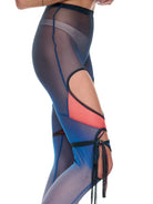 OTTOLINGER Bluberry Mesh Tie Detail Rave Festival Club Cut Out Leggings - House Of Huntington