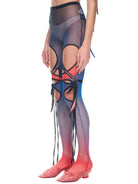 OTTOLINGER Bluberry Mesh Tie Detail Rave Festival Club Cut Out Leggings - House Of Huntington