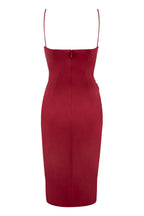 House Of CB Anja Wine Satin Corset Midi Dress