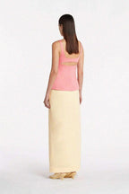 SIR. The Label Giacomo Front Split Woven Butter Yellow Midi Skirt - House Of Huntington