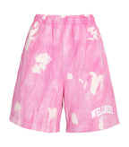 SPORTY & RICH Wellness Pink Tie Dye Cotton Jersey Shorts - House Of Huntington