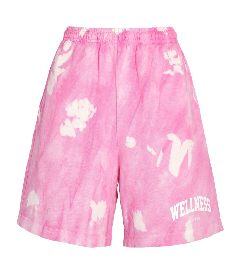 SPORTY & RICH Wellness Pink Tie Dye Cotton Jersey Shorts - House Of Huntington