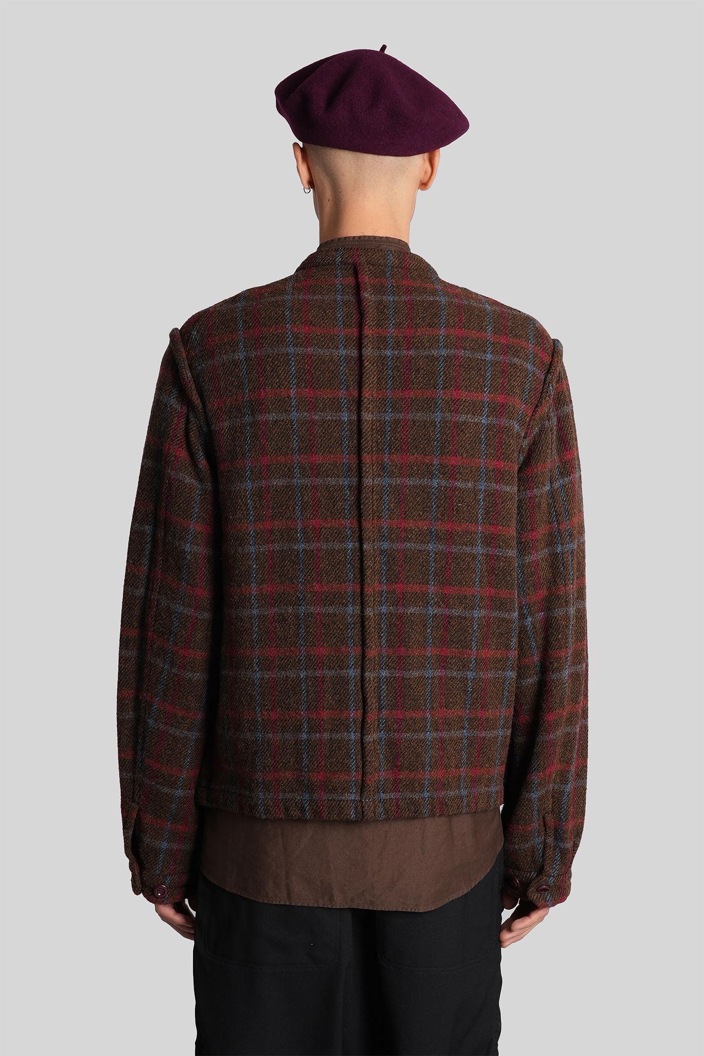 Veste à carreaux en laine marron UNDERCOVER