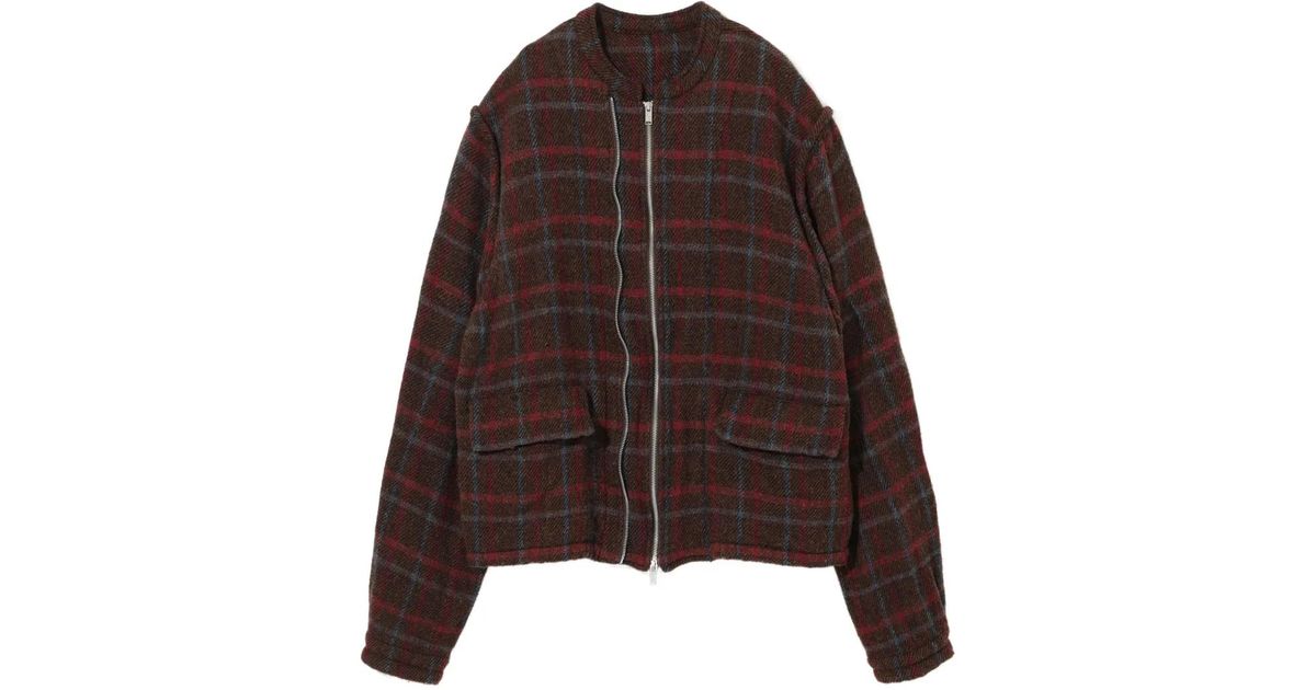 Veste à carreaux en laine marron UNDERCOVER