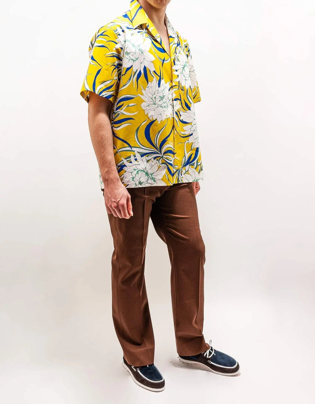 Valentino Bowling Shirt Yellow Flowers Peonies print.