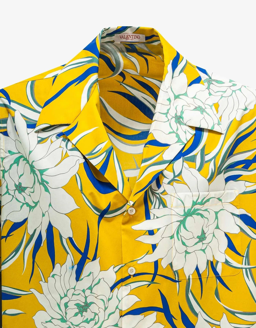 Valentino Bowling Shirt Yellow Flowers Peonies print.