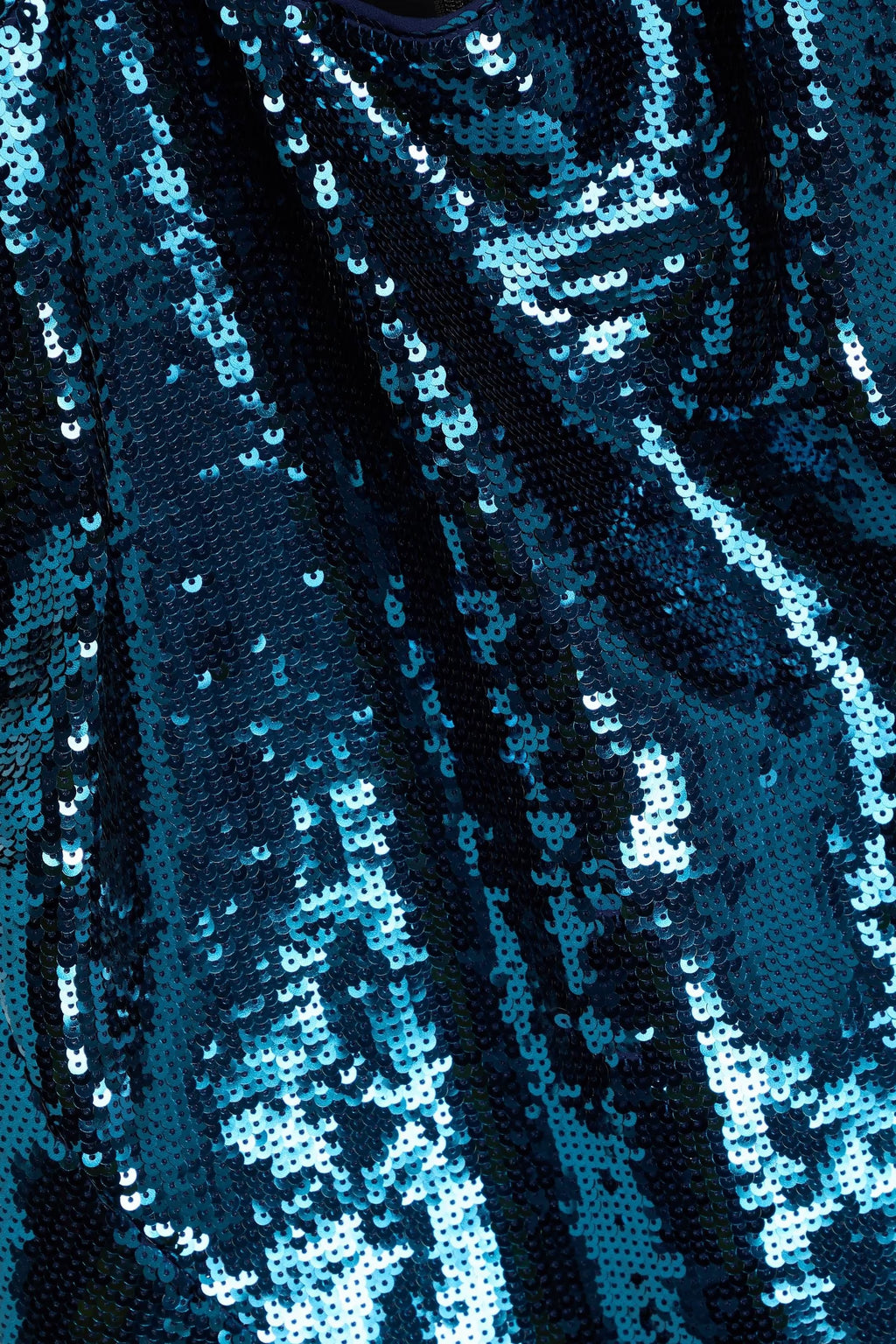 De La Vali Blue Sequinned Keyhole Front Puff Sleeve Mini dress