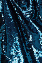 De La Vali Blue Sequinned Keyhole Front Puff Sleeve Mini dress