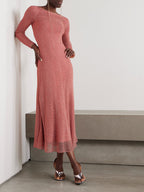 ALAÏA Runway Metallic open-knit midi dress