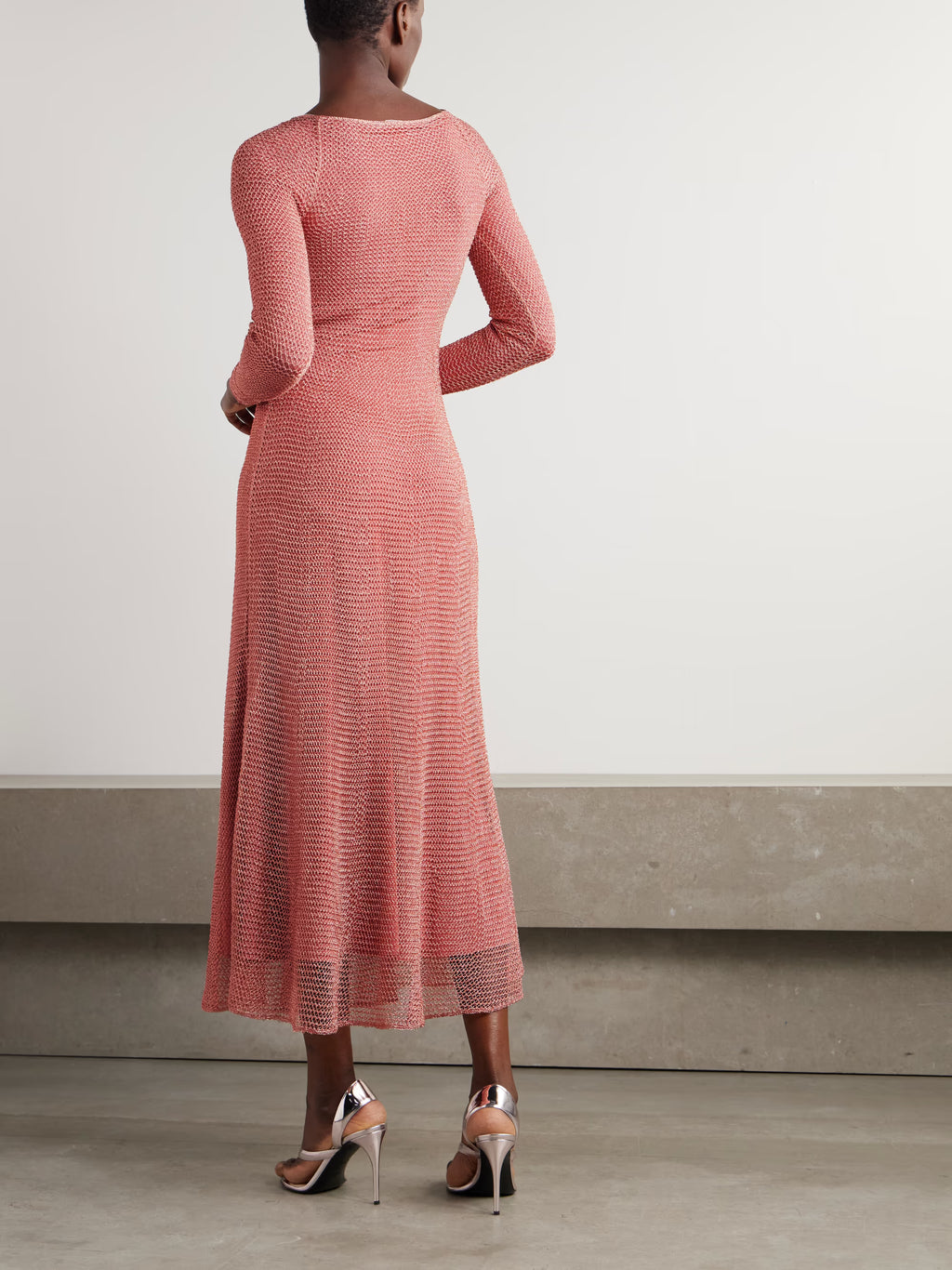 ALAÏA Runway Metallic open-knit midi dress