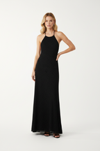 Christopher Esber Metallic schwarzes Strick-Maxikleid