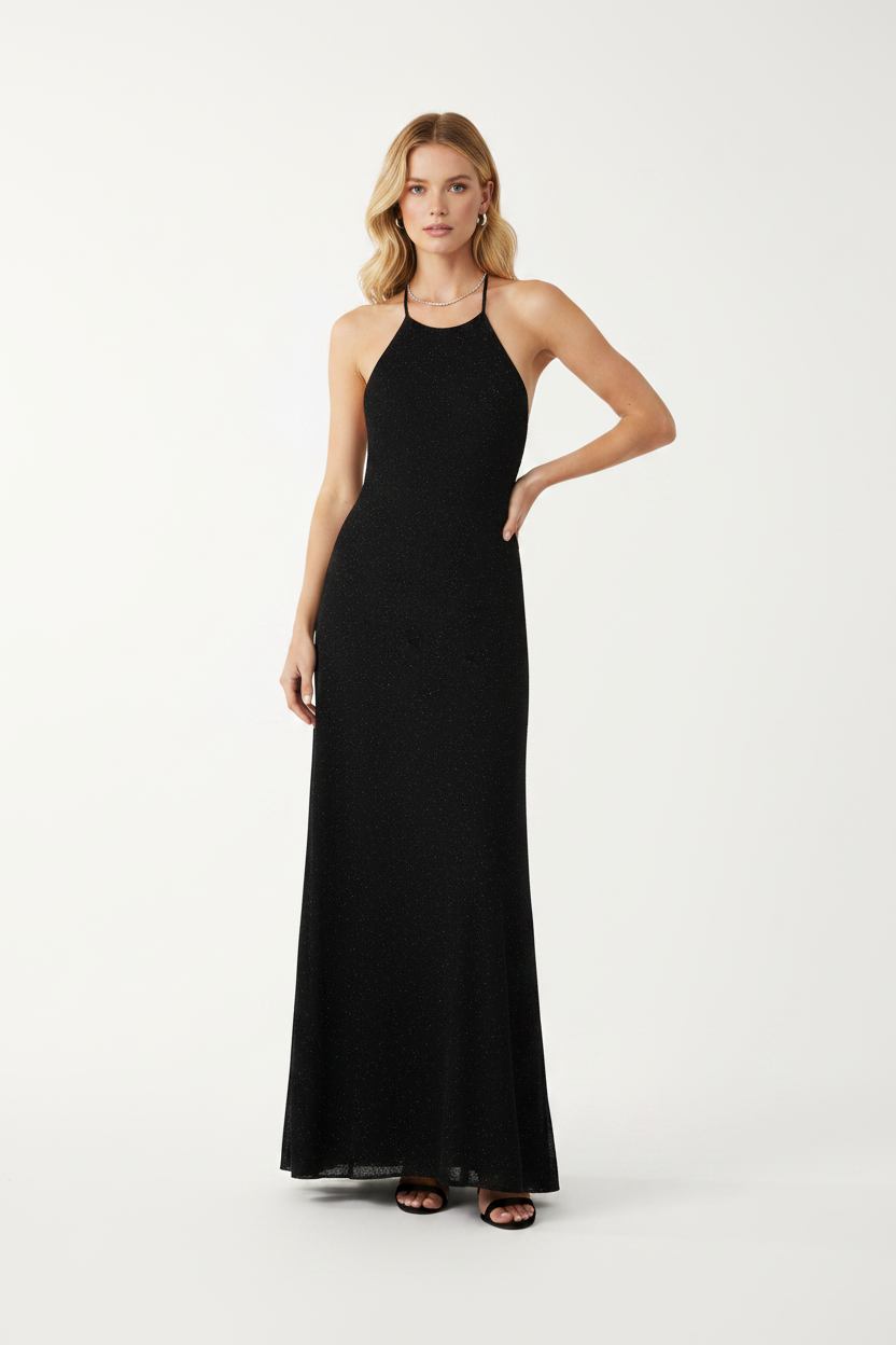 Christopher Esber Metallic Black Knitted Maxi Dress