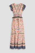 Farm Rio Crochet-trimmed floral-print Swiss-dot cotton maxi dress