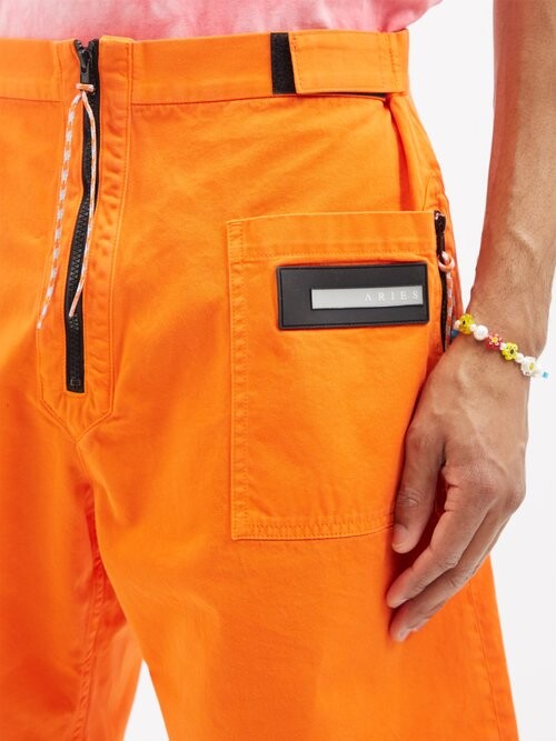 Aries Orange Walking Twill Shorts