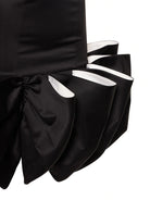 ROTATE Leiza Black Ruffled Satin Oversized Bow Details Mini Dress - House Of Huntington