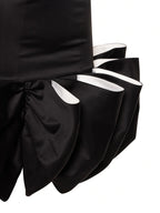 ROTATE Leiza Black Ruffled Satin Oversized Bow Details Mini Dress - House Of Huntington