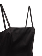 ROTATE Leiza Black Ruffled Satin Oversized Bow Details Mini Dress - House Of Huntington