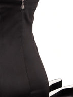 ROTATE Leiza Black Ruffled Satin Oversized Bow Details Mini Dress - House Of Huntington