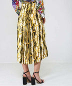 Rixo London Georgia Gold Shell Chain Print Slit Leg Silk Midi Skirt - House Of Huntington