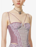 MIAOU Aphex Bristol Check Corset Grunge Core Top - House Of Huntington