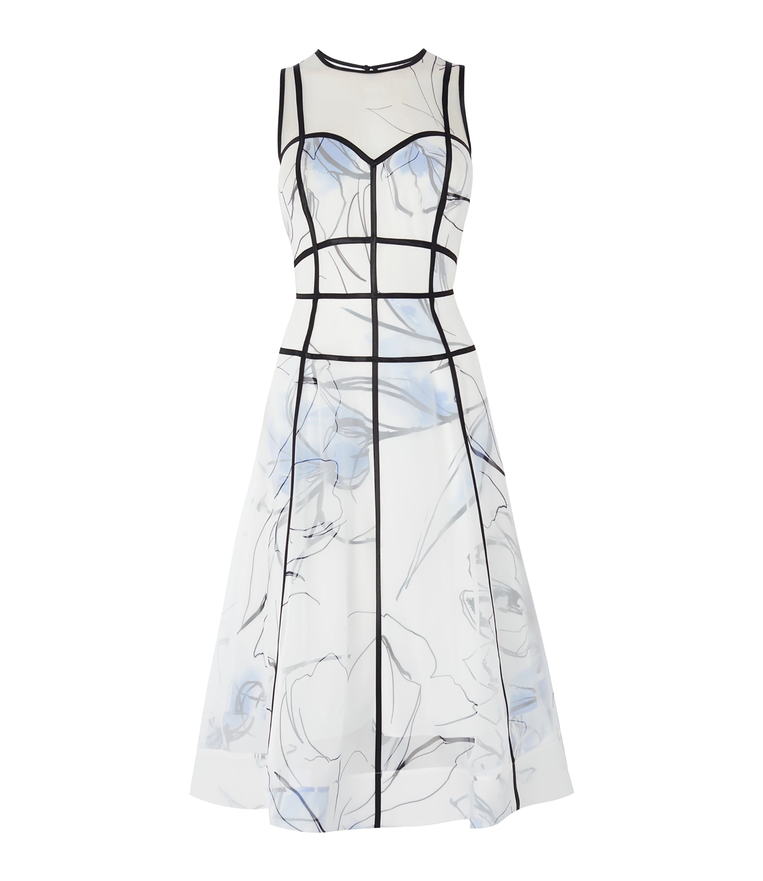 Coast Liza Midi Structured Floral White & Multi Dress - House Of Huntington