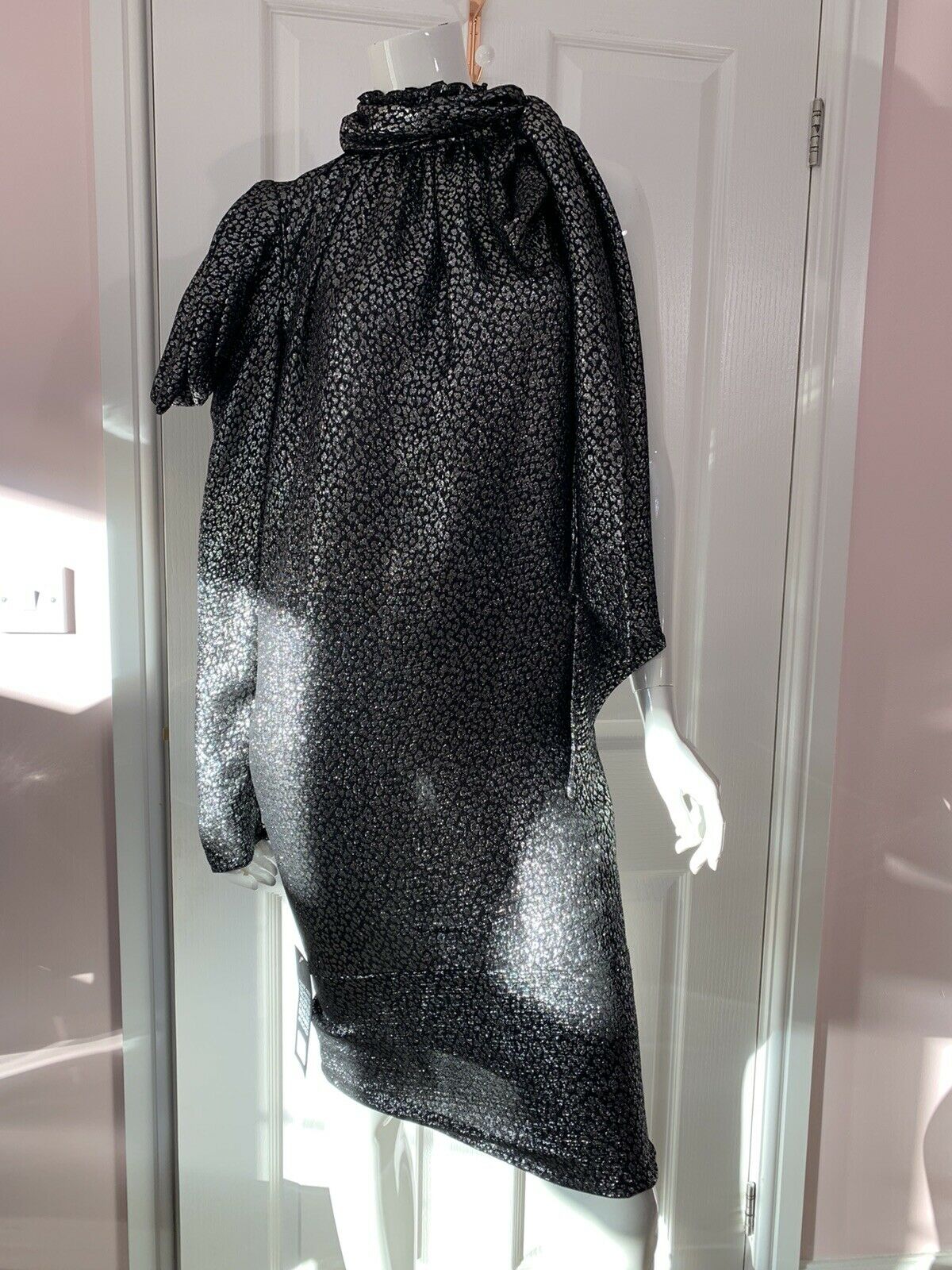 Jacquard High Neck One Shoulder Dress