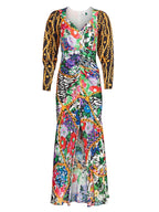 Rixo London Madonna Silk Floral Chain Mixed Satin Wrap Dress - House Of Huntington