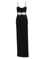 GALVAN LONDON Black Siren Mesh-Panel Maxi Dress - House Of Huntington