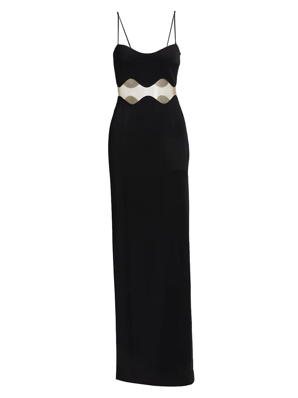 GALVAN LONDON Black Siren Mesh-Panel Maxi Dress - House Of Huntington