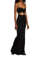 GALVAN LONDON Black Siren Mesh-Panel Maxi Dress - House Of Huntington