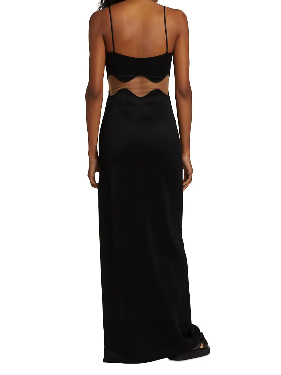 GALVAN LONDON Black Siren Mesh-Panel Maxi Dress - House Of Huntington