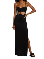 GALVAN LONDON Black Siren Mesh-Panel Maxi Dress - House Of Huntington